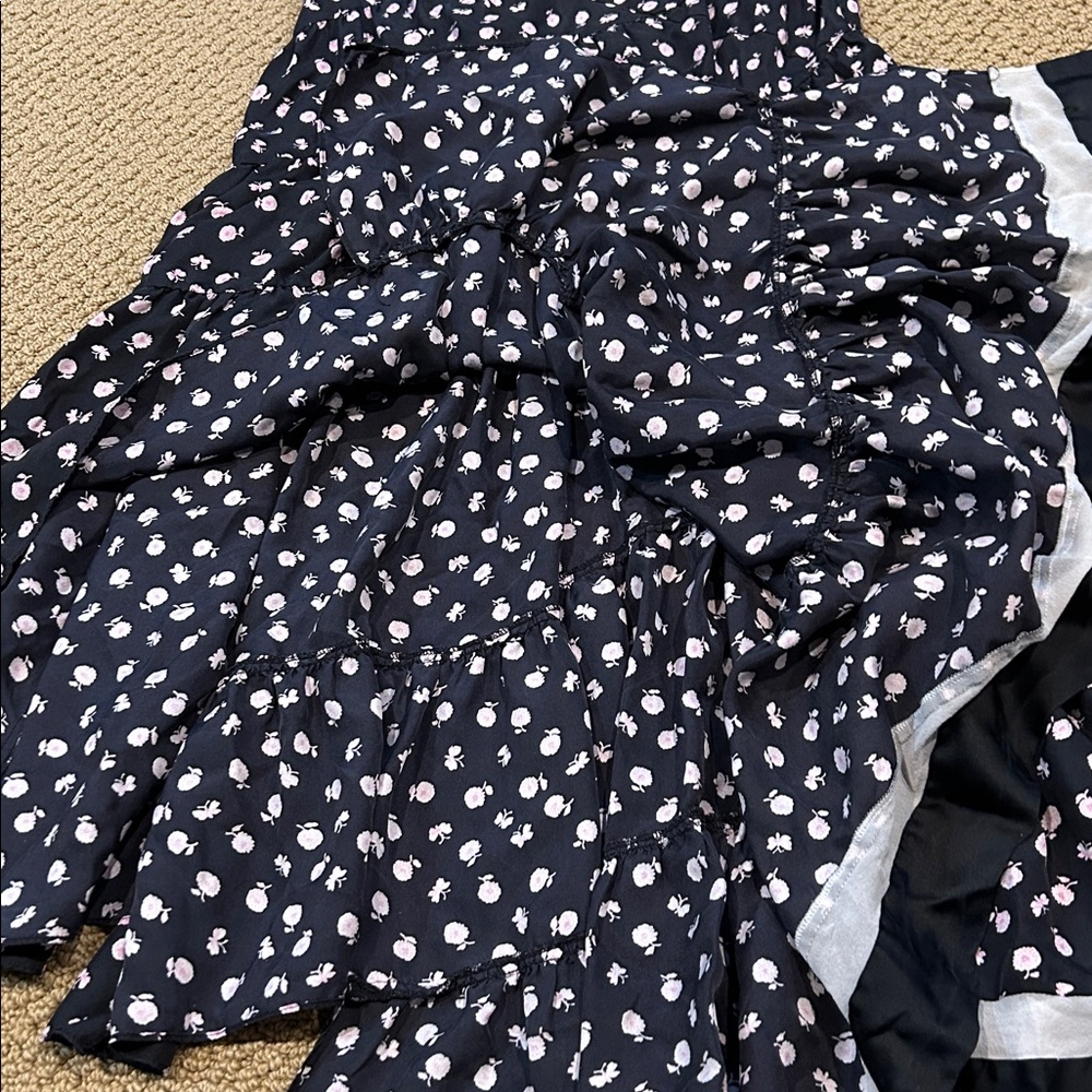 3.1 Phillip Lim Daisy Floral V-neck Gathered Dress size 4 Silk Asymmetrical Hem - Picture 14 of 17